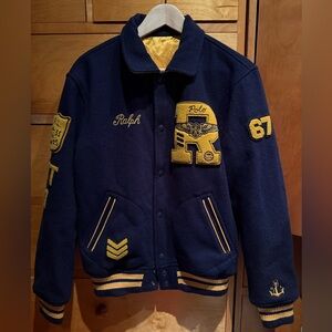 Ralph Lauren Polo Navy and Gold Bomber Reversible Jacket